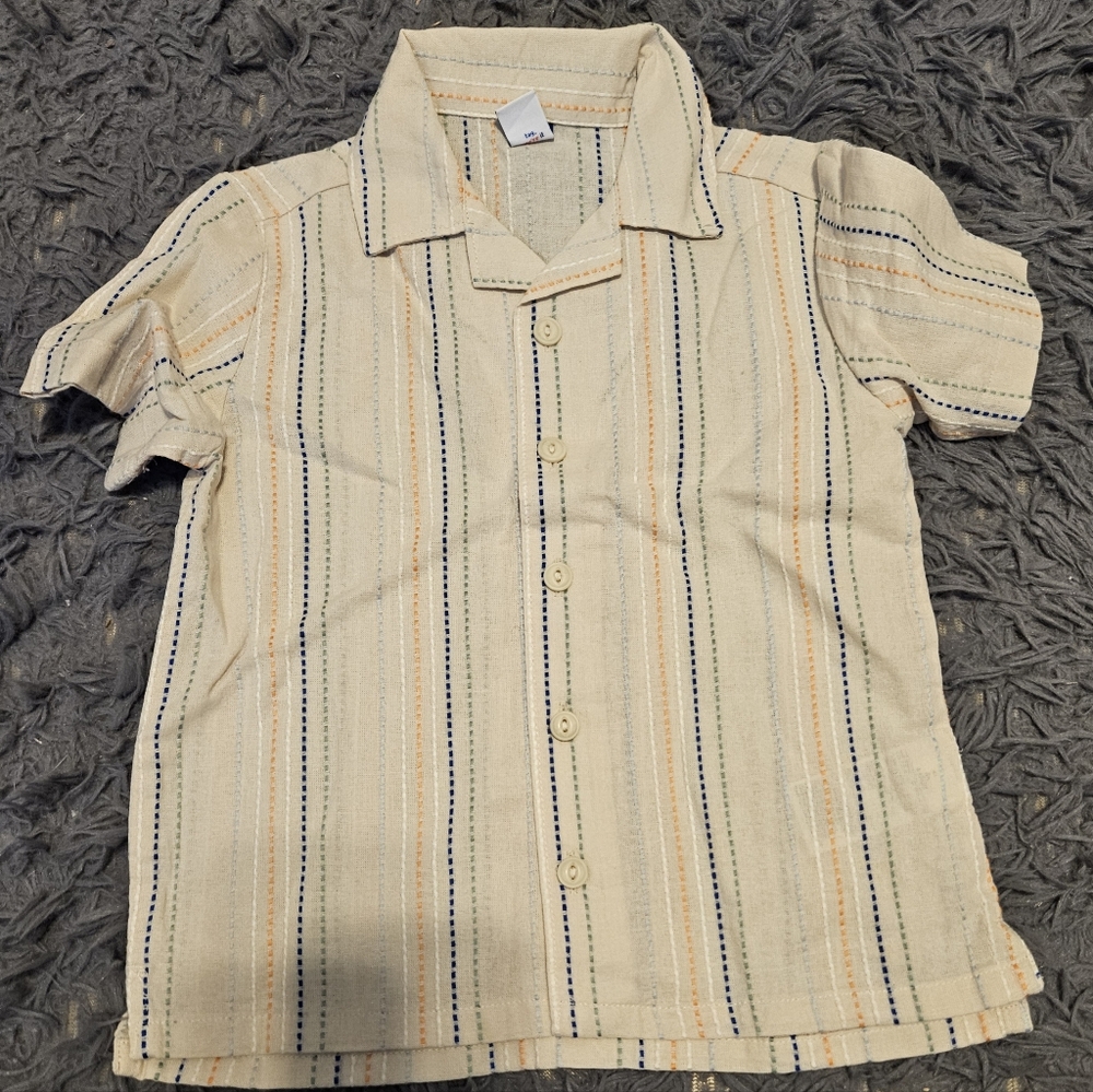 Striped Short Sleeve Button-Up Shirt